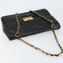 CHANEL Chain Shoulder Bag Lamb Skin Black Gold CC Auth bs30716-6
