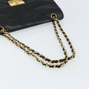 CHANEL Chain Shoulder Bag Lamb Skin Black Gold CC Auth bs30716-7