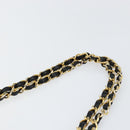 CHANEL Chain Shoulder Bag Lamb Skin Black Gold CC Auth bs30716-8