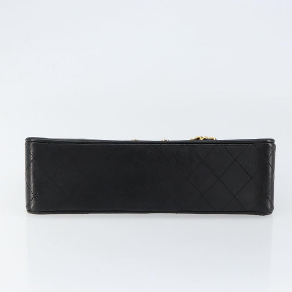 CHANEL Chain Shoulder Bag Lamb Skin Black Gold CC Auth bs30716