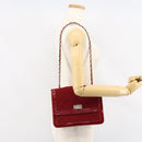 CHANEL 2.55 Matelasse Chain Shoulder Bag Enamel Red Silver CC Auth bs30717-24