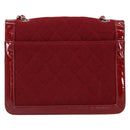 CHANEL 2.55 Matelasse Chain Shoulder Bag Enamel Red Silver CC Auth bs30717-2