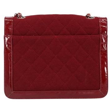 CHANEL 2.55 Matelasse Chain Shoulder Bag Enamel Red Silver CC Auth bs30717 - 0