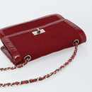 CHANEL 2.55 Matelasse Chain Shoulder Bag Enamel Red Silver CC Auth bs30717-6