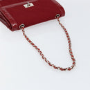 CHANEL 2.55 Matelasse Chain Shoulder Bag Enamel Red Silver CC Auth bs30717-7