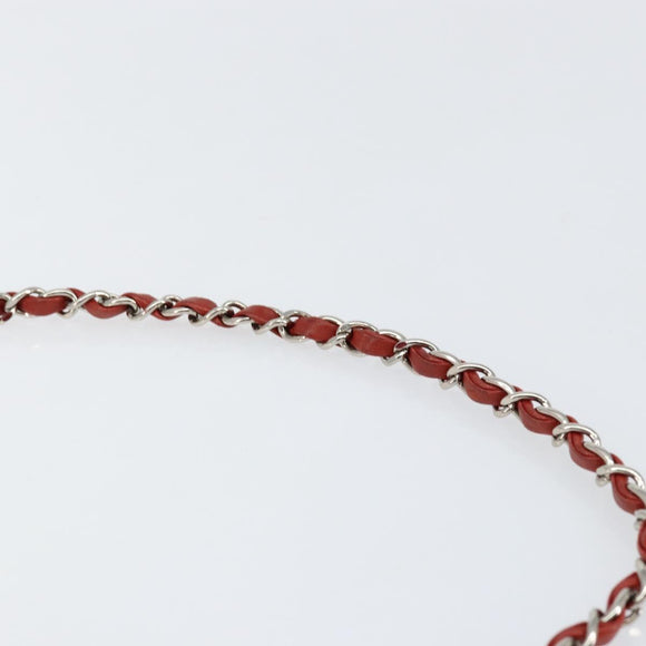 CHANEL 2.55 Matelasse Chain Shoulder Bag Enamel Red Silver CC Auth bs30717