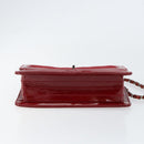 CHANEL 2.55 Matelasse Chain Shoulder Bag Enamel Red Silver CC Auth bs30717-5