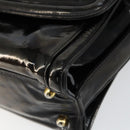 CHANEL Shoulder Bag Enamel Black Gold CC Auth bs30719-8
