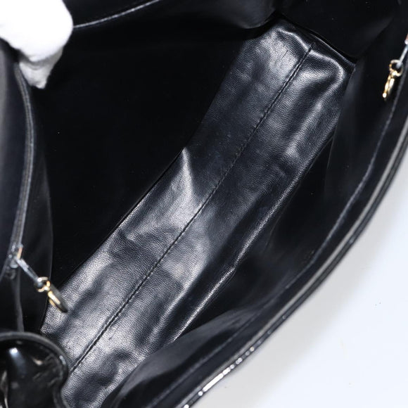 CHANEL Shoulder Bag Enamel Black Gold CC Auth bs30719