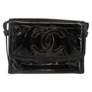 CHANEL Shoulder Bag Enamel Black Gold CC Auth bs30719-13