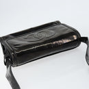 CHANEL Shoulder Bag Enamel Black Gold CC Auth bs30719-6