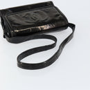 CHANEL Shoulder Bag Enamel Black Gold CC Auth bs30719-7