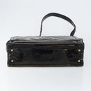 CHANEL Shoulder Bag Enamel Black Gold CC Auth bs30719-5