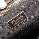 PRADA Gathered Hand Bag Leather Brown Gold Auth bs30722-10