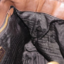 PRADA Gathered Hand Bag Leather Brown Gold Auth bs30722-18