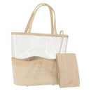 PRADA Hand Bag Vinyl Clear Beige Auth bs30723-1