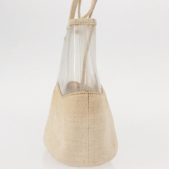 PRADA Hand Bag Vinyl Clear Beige Auth bs30723