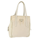 PRADA Hand Bag Nylon White Silver Auth bs30724-1
