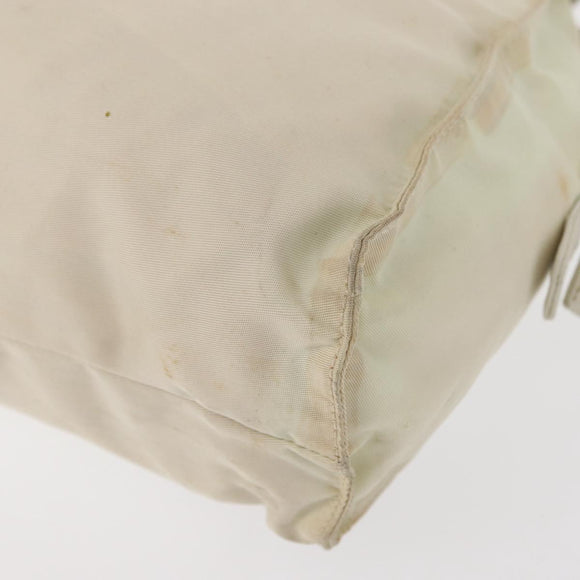 PRADA Hand Bag Nylon White Silver Auth bs30724