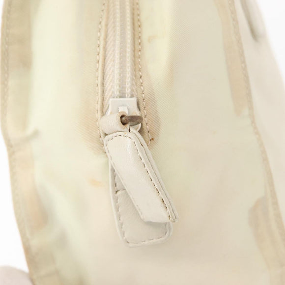 PRADA Hand Bag Nylon White Silver Auth bs30724