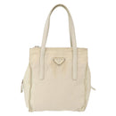 PRADA Hand Bag Nylon White Silver Auth bs30724-13