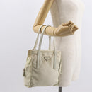 PRADA Hand Bag Nylon White Silver Auth bs30724-23