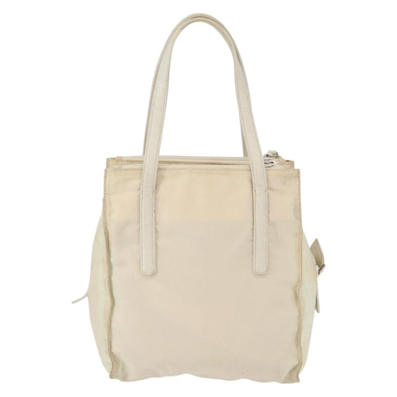PRADA Hand Bag Nylon White Silver Auth bs30724