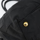 PRADA Hand Bag Nylon Leather Black Gold Auth bs30725-14