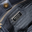PRADA Hand Bag Nylon Leather Black Gold Auth bs30725-10
