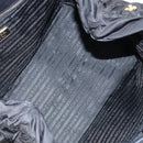 PRADA Hand Bag Nylon Leather Black Gold Auth bs30725-11