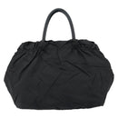 PRADA Hand Bag Nylon Leather Black Gold Auth bs30725-2