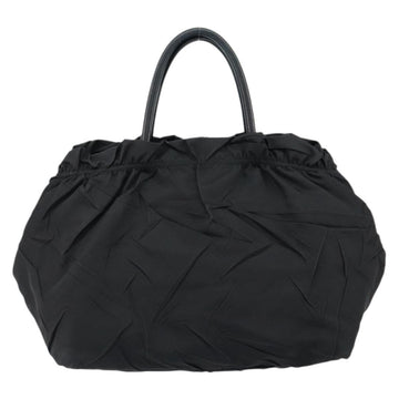 PRADA Hand Bag Nylon Leather Black Gold Auth bs30725 - 0