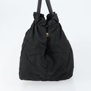 PRADA Hand Bag Nylon Leather Black Gold Auth bs30725-3