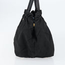 PRADA Hand Bag Nylon Leather Black Gold Auth bs30725-4