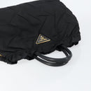 PRADA Hand Bag Nylon Leather Black Gold Auth bs30725-6