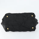 PRADA Hand Bag Nylon Leather Black Gold Auth bs30725-5