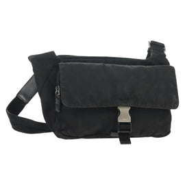 PRADA Shoulder Bag Nylon Black Silver Auth bs30726