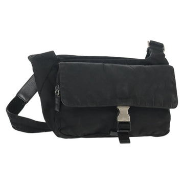 PRADA Shoulder Bag Nylon Black Silver Auth bs30726