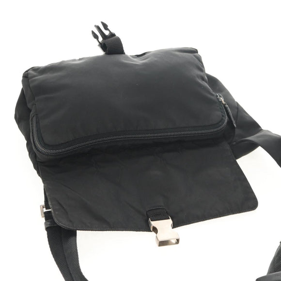 PRADA Shoulder Bag Nylon Black Silver Auth bs30726