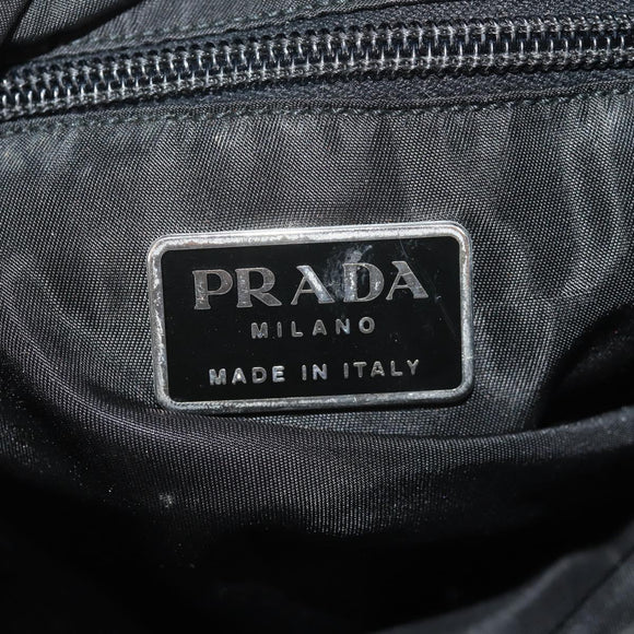 PRADA Shoulder Bag Nylon Black Silver Auth bs30726