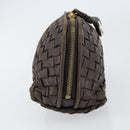 BOTTEGA VENETA INTRECCIATO Pouch Leather Brown Gold Auth bs30733-4