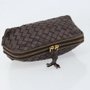 BOTTEGA VENETA INTRECCIATO Pouch Leather Brown Gold Auth bs30733-5