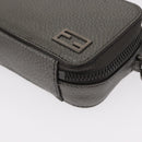 FENDI Shoulder Bag Leather Silver Auth bs30741-15