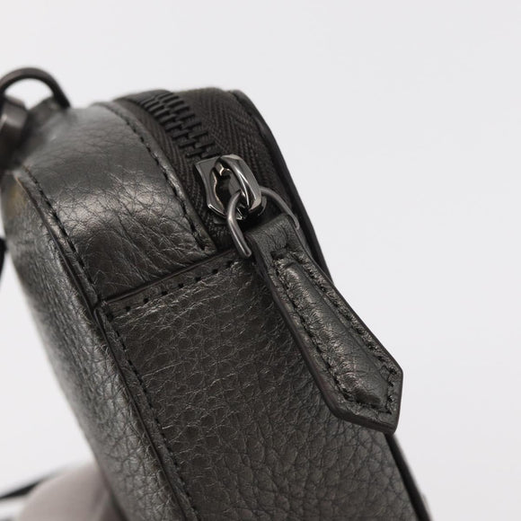 FENDI Shoulder Bag Leather Silver Auth bs30741