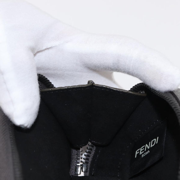 FENDI Shoulder Bag Leather Silver Auth bs30741