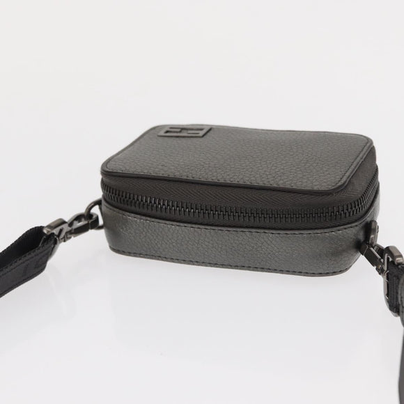 FENDI Shoulder Bag Leather Silver Auth bs30741