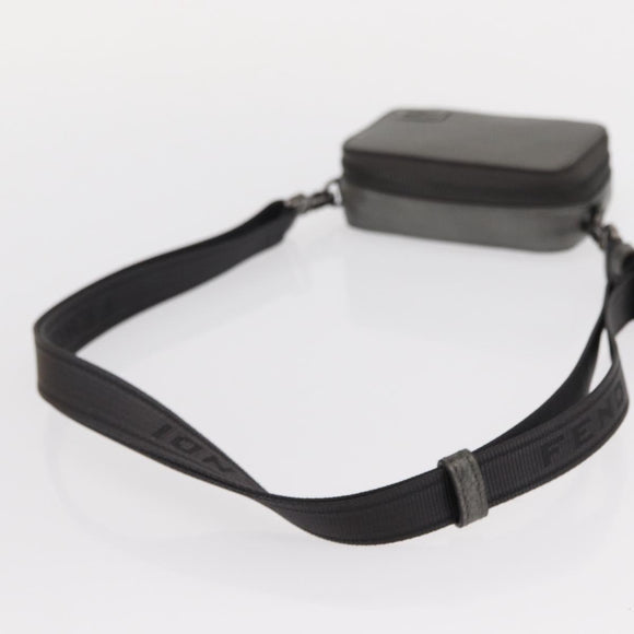 FENDI Shoulder Bag Leather Silver Auth bs30741