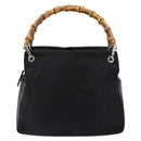 GUCCI Bamboo Hand Bag Leather Black Silver 000 0575 Auth bs30743-13