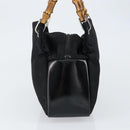GUCCI Bamboo Hand Bag Leather Black Silver 000 0575 Auth bs30743-3