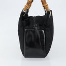 GUCCI Bamboo Hand Bag Leather Black Silver 000 0575 Auth bs30743-4